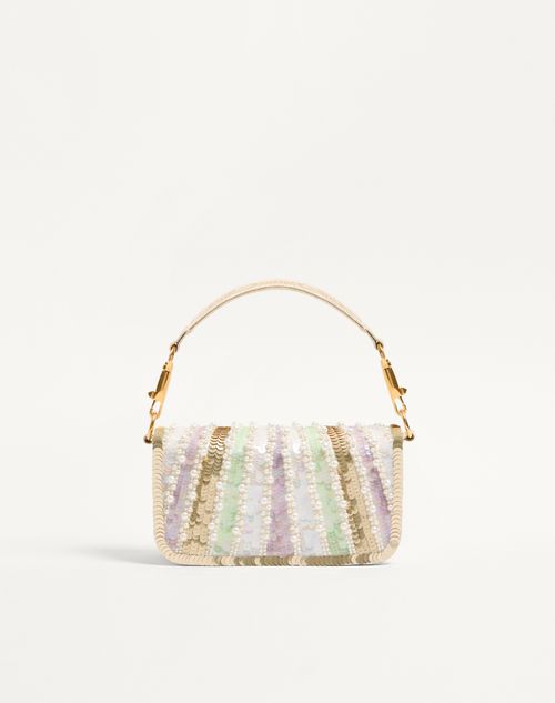Valentino Garavani - Valentino Garavani Locò Small Embroidered Shoulder Bag With Jewel Logo - Multicolour - Woman - Shoulder Bags